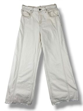 Cotélac Acoté Off White Wide Leg Raw Hem Denim Jeans Size 1